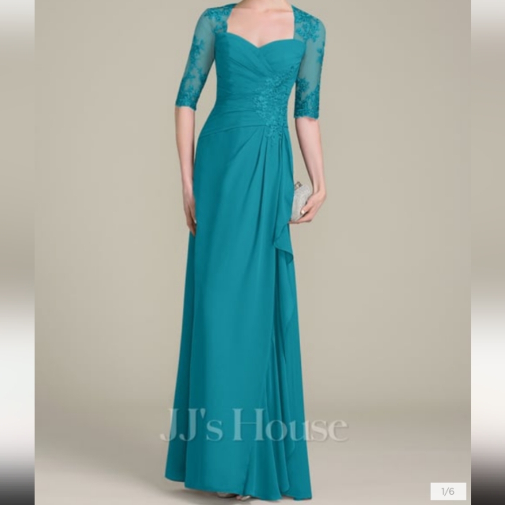 Aline gown with lace, sequins and cascading ruffles